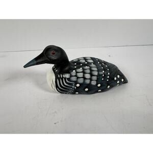 Hand Carved Loon Duck Decoy Painted Wood Folk Art Bird Figure